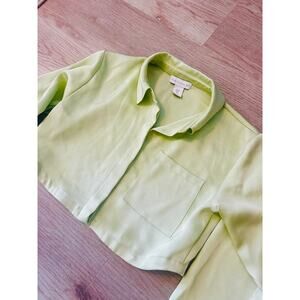 House of Harlow cropped silky long sleeve top